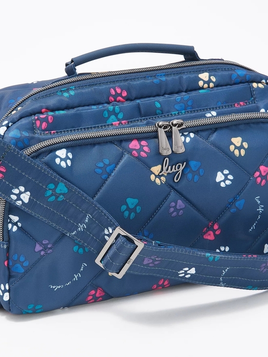 lug Handbags - Lug Navy Quilted Crossbody with Multicolor Paw Prints